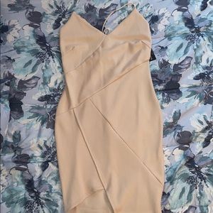 Party Asymmetrical cream/nude midi dress
